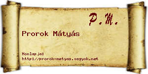 Prorok Mátyás névjegykártya